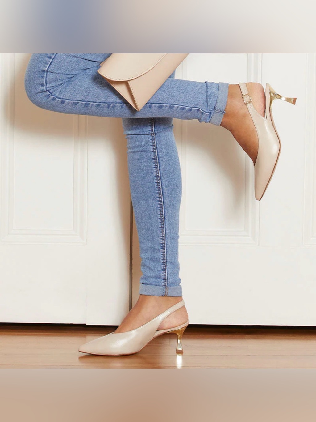 Sole Bliss Audrey Cream Leather Slingback Heel Eu 41.5 / Us 10.5